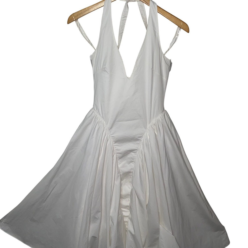 House of CB Marilyn Ivory Open Back Halter Dress Midi Pleated Skirt - Size S - Picture 9 of 16